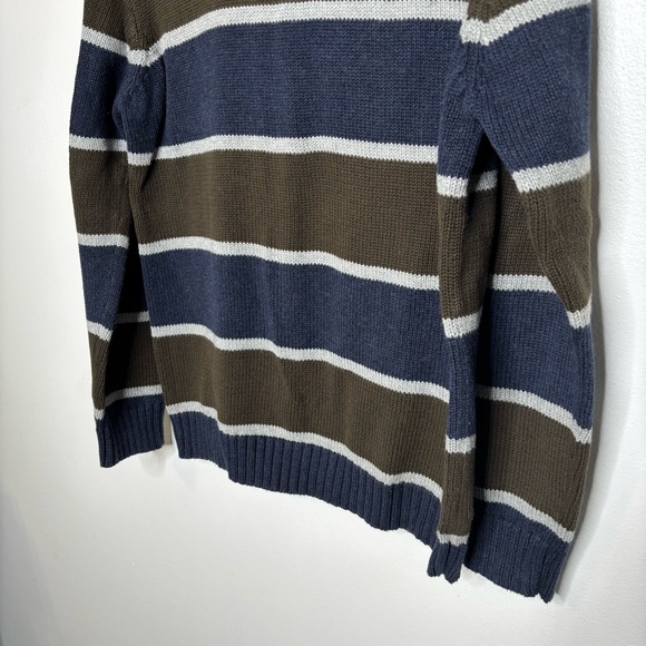 J.Crew Striped Cotton Knit Sweater Blue Green Gray Small - Picture 4 of 6